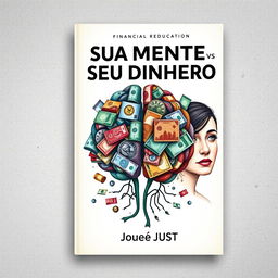 A high-definition book cover design for a financial education book titled 'Sua Mente vs Seu Dinheiro' by Josué Just