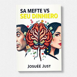 A high-definition book cover design for a financial education book titled 'Sua Mente vs Seu Dinheiro' by Josué Just