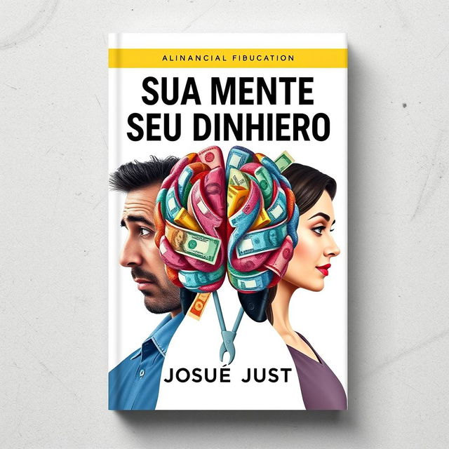 A high-definition book cover design for a financial education book titled 'Sua Mente vs Seu Dinheiro' by Josué Just