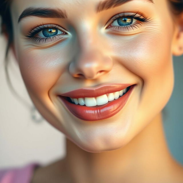 A close-up portrait of a woman with beautifully enhanced lips