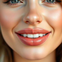 A close-up portrait of a woman with beautifully enhanced lips