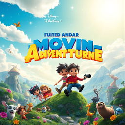 A vibrant and enchanting movie poster inspired by Disney, Pixar, and Blue Sky, showcasing a thrilling adventure in a magical world