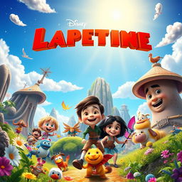 A vibrant and enchanting movie poster inspired by Disney, Pixar, and Blue Sky, showcasing a thrilling adventure in a magical world