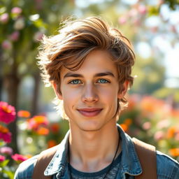 A beautiful young man with striking blue eyes and an alluring smile