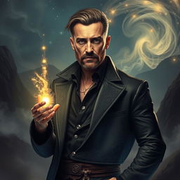 A mysterious man exuding an aura of intelligence and supernatural power