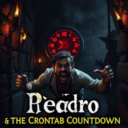 A tense horror scene titled 'Pedro & the Crontab Countdown'
