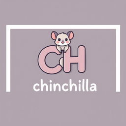 A logo design featuring the name 'chinchila' where a cute chinchilla is sitting on the letter 'H'
