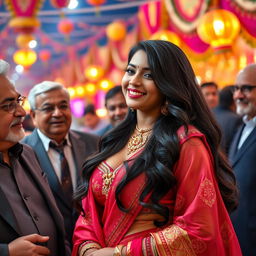 A stunning Indian woman, 18 years old, with very large breasts, and an attractive figure