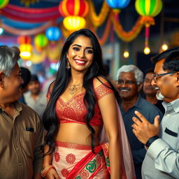 A stunning Indian woman, 18 years old, with very large breasts, and an attractive figure