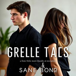 A realistic book cover image featuring a girl and a boy standing back to back, each looking in different directions, taking up almost all the space of the cover with their faces slightly obscured