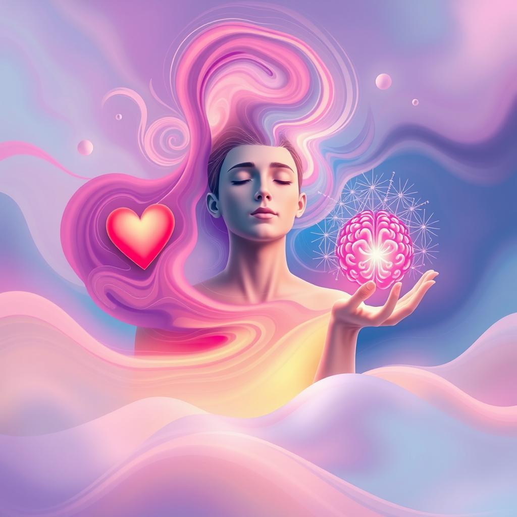 A conceptual artwork representing emotional intelligence as a vibrant balance of heart and mind