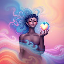 A conceptual artwork representing emotional intelligence as a vibrant balance of heart and mind
