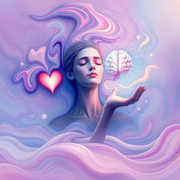 A conceptual artwork representing emotional intelligence as a vibrant balance of heart and mind