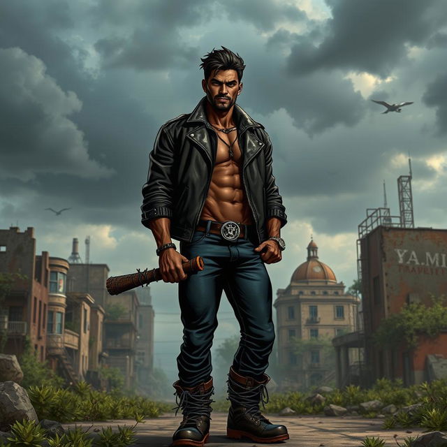 A character inspired by the comic book series, depicted as a tall, muscular man with brown skin and a confident smirk