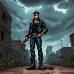 A character inspired by the comic book series, depicted as a tall, muscular man with brown skin and a confident smirk