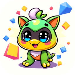 A vibrant and stylized Dwekki icon, showcasing a cute, cartoonish character with oversized features, bright colors, and an expressive face