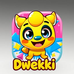 A vibrant and stylized Dwekki icon, showcasing a cute, cartoonish character with oversized features, bright colors, and an expressive face
