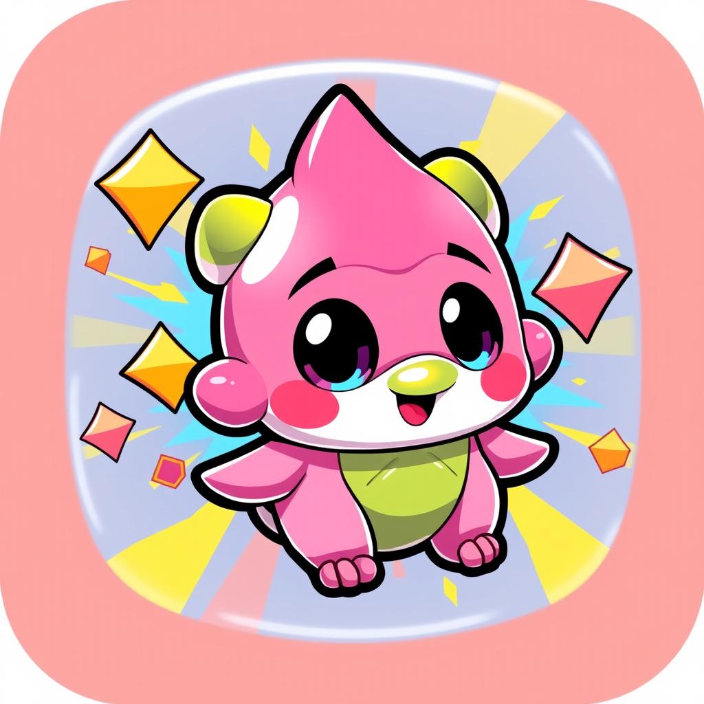A vibrant and stylized Dwekki icon, showcasing a cute, cartoonish character with oversized features, bright colors, and an expressive face