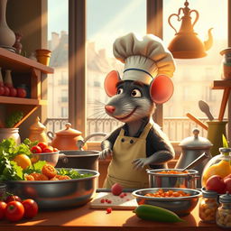 A whimsical and vibrant scene inspired by the animated movie 'Ratatouille'