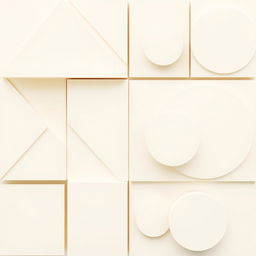 A beautifully composed geometric abstract image featuring various shapes and forms in a soft ivory color palette