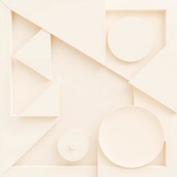 A beautifully composed geometric abstract image featuring various shapes and forms in a soft ivory color palette