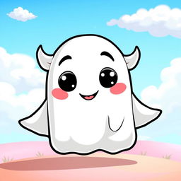 A playful and whimsical character resembling a cartoon ghost, named Boo, depicted in a lighthearted, cartoonish style