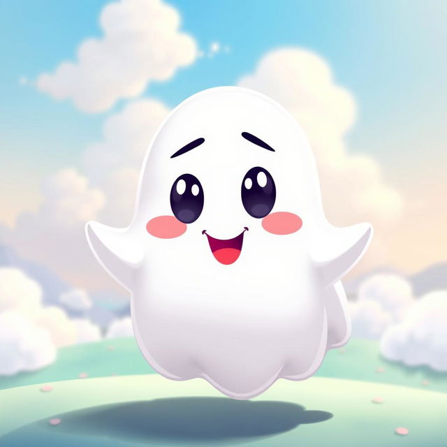 A playful and whimsical character resembling a cartoon ghost, named Boo, depicted in a lighthearted, cartoonish style