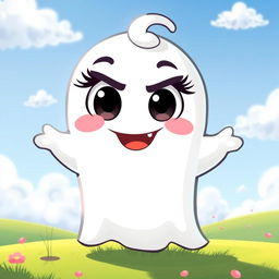 A playful and whimsical character resembling a cartoon ghost, named Boo, depicted in a lighthearted, cartoonish style