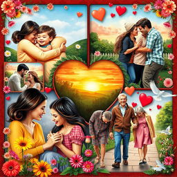 A vibrant and emotional representation of love in its various forms