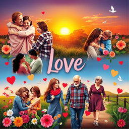 A vibrant and emotional representation of love in its various forms