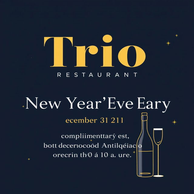 An elegant and minimalist promotional image for a restaurant called Trio