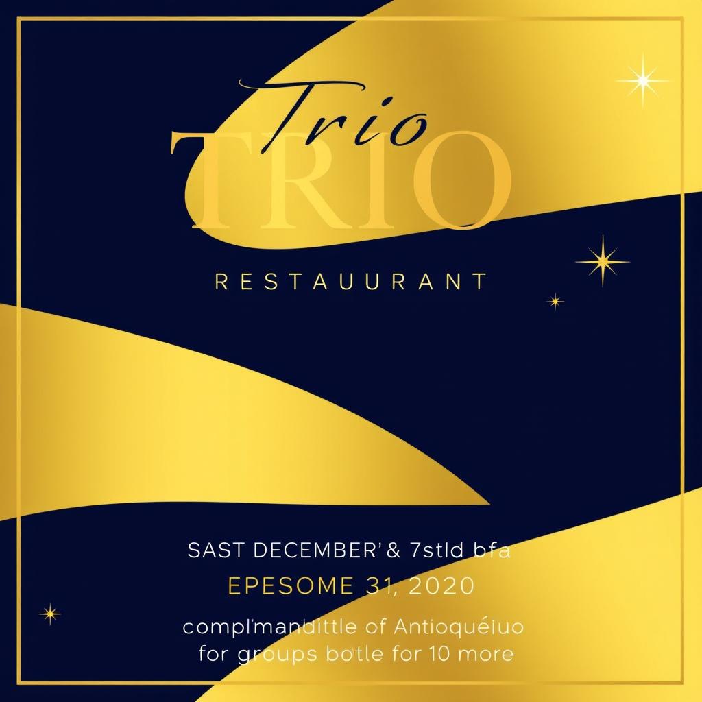 An elegant and minimalist promotional image for a restaurant called Trio