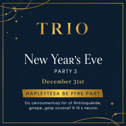 An elegant and minimalist promotional image for a restaurant called Trio