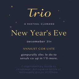 An elegant and minimalist promotional image for a restaurant called Trio