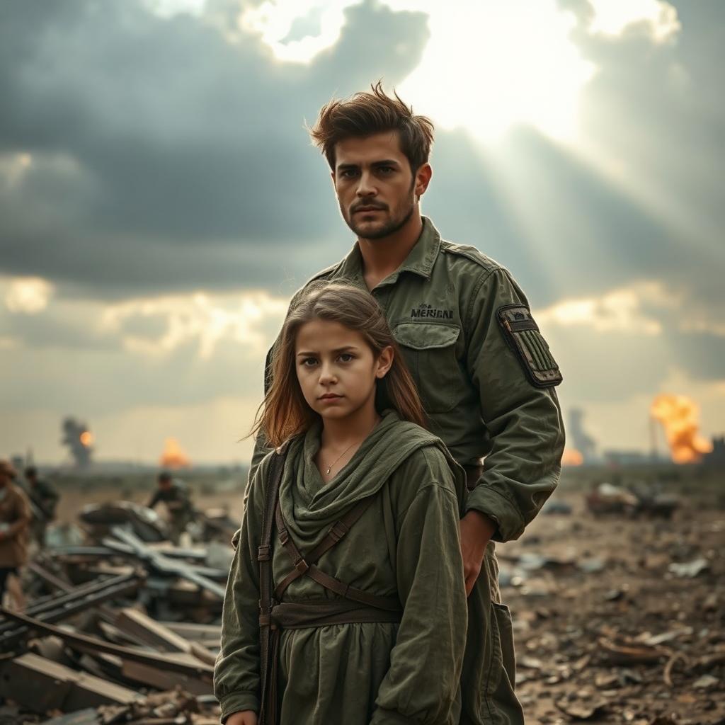A dramatic scene depicting a Christian brother and sister during a war