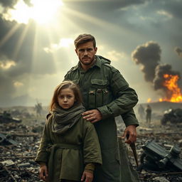 A dramatic scene depicting a Christian brother and sister during a war