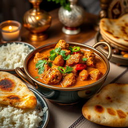 A beautifully styled bowl of Pakistani Gosht Curry filled with tender pieces of lamb simmered in a rich, aromatic gravy, garnished with fresh cilantro and slices of green chili