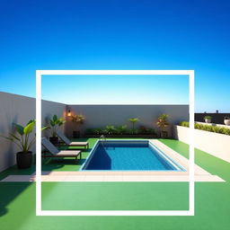 A rooftop terrace designed to reflect the dimensions and perspective of the uploaded photo, featuring a modern swimming pool