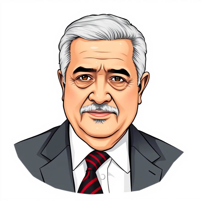 A portrait of Mahmoud Abbas, the President of Palestine, illustrated in a realistic and respectful style, set against a plain white background