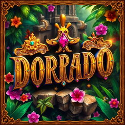 Replace the letters in a vibrant design with the phrase 'EL DORADO', featuring golden hues and intricate patterns that resemble treasure maps
