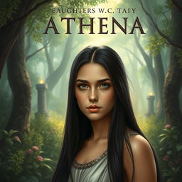 A fantasy book cover featuring a 17-year-old girl who is the daughter of Athena