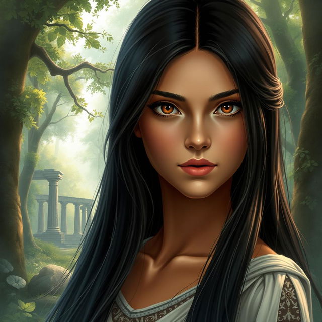 A fantasy book cover featuring a 17-year-old girl who is the daughter of Athena