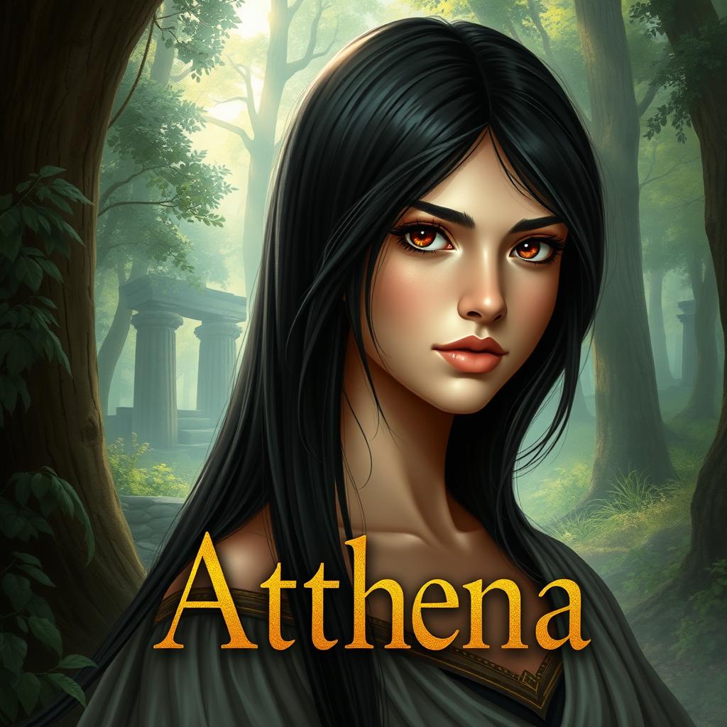 A fantasy book cover featuring a 17-year-old girl who is the daughter of Athena