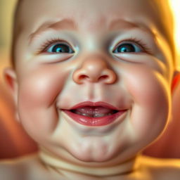 A close-up portrait of a baby with pinkish lips, full of life and vitality