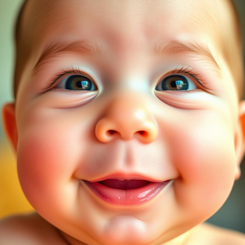 A close-up portrait of a baby with pinkish lips, full of life and vitality