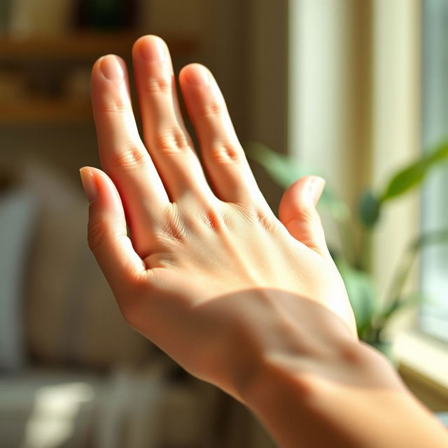 A realistic depiction of a human hand in a natural and relaxed position