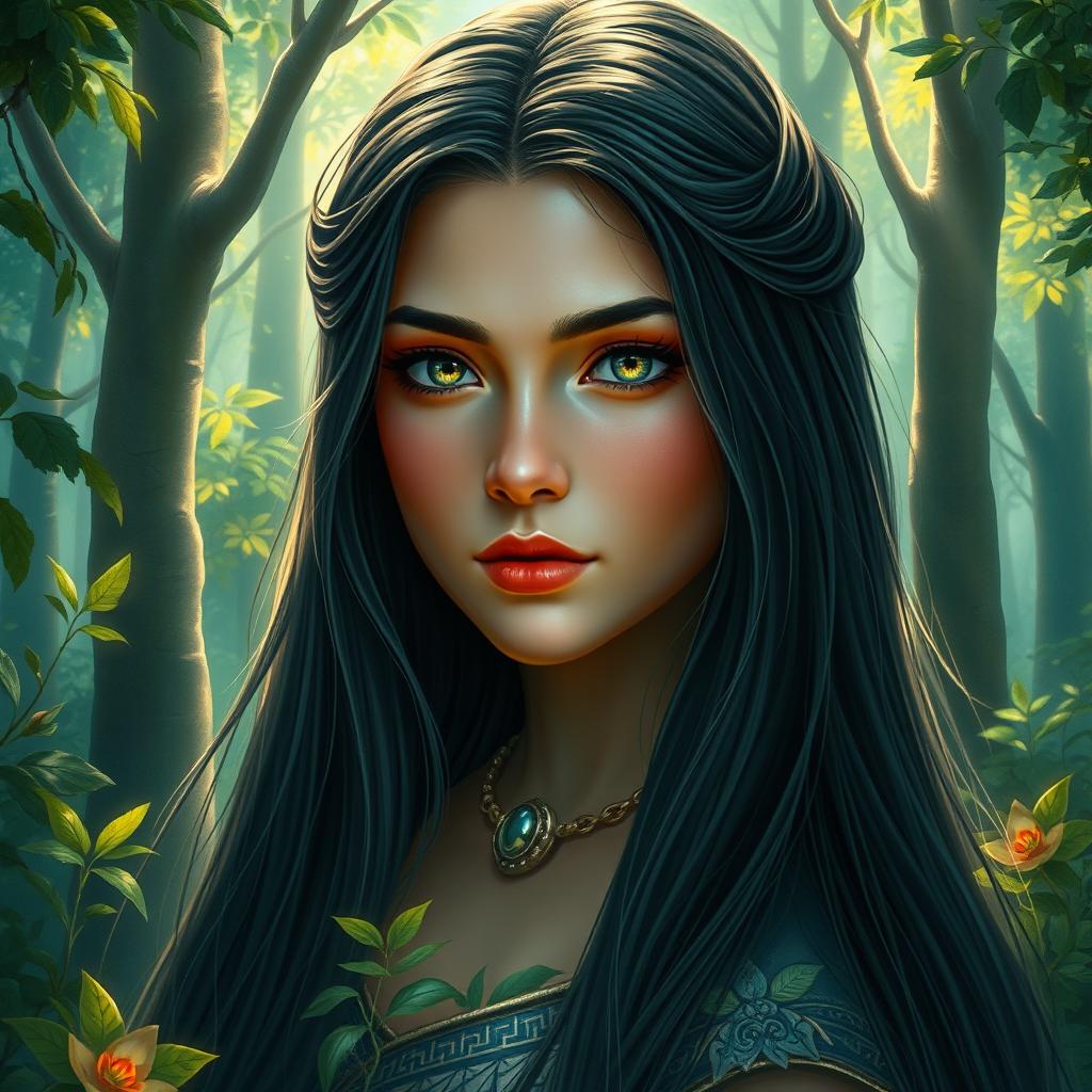 A fantasy book cover depicting a stunning 17-year-old girl, the daughter of Athena