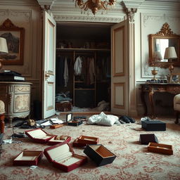 A luxurious house interior after a robbery