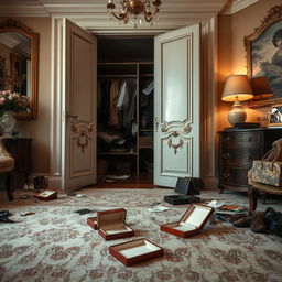 A luxurious house interior after a robbery