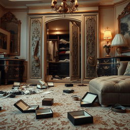 A luxurious house interior after a robbery